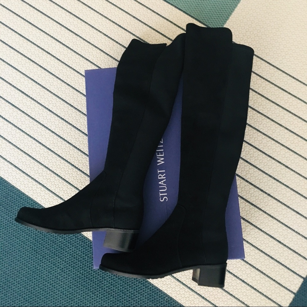 Trade NIB Stuart weitzman reserve black suede m5.0